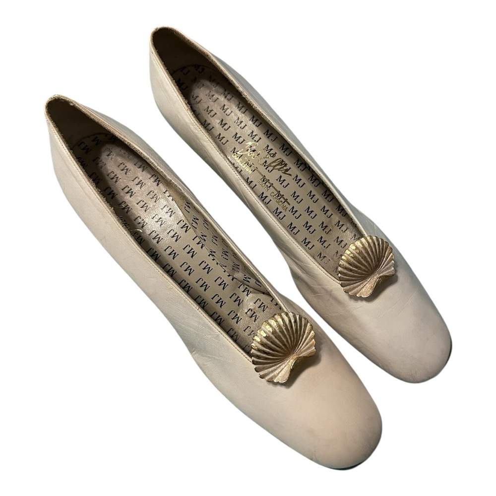 BOB ELLIS Vintage Charleston, SC Designer Store Heels w/ Shell Detail Size 7.5